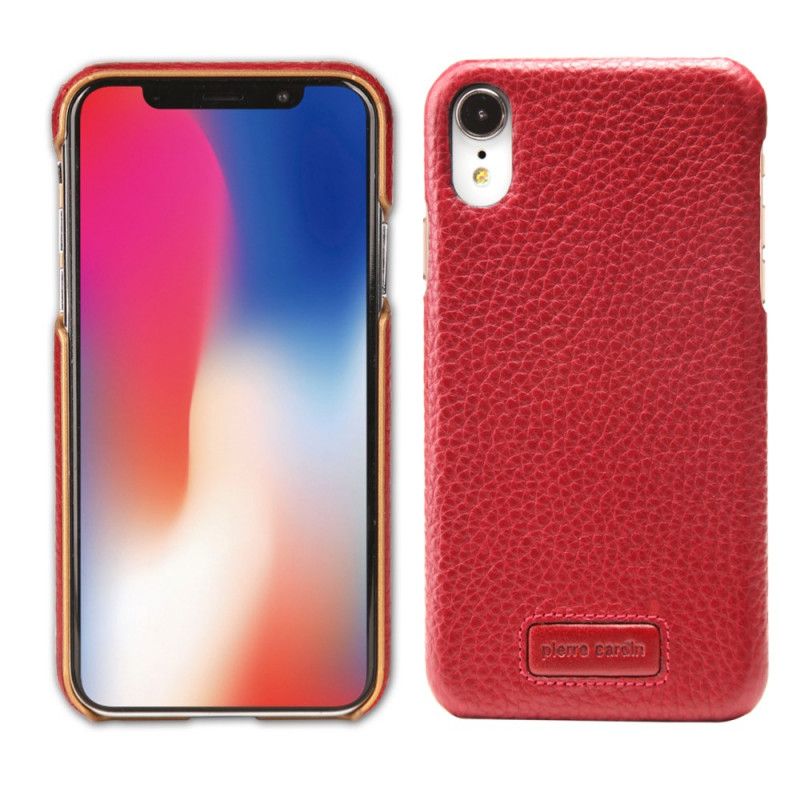 Skal iPhone XR Röd Äkta Litchiläder Från Pierre Cardin