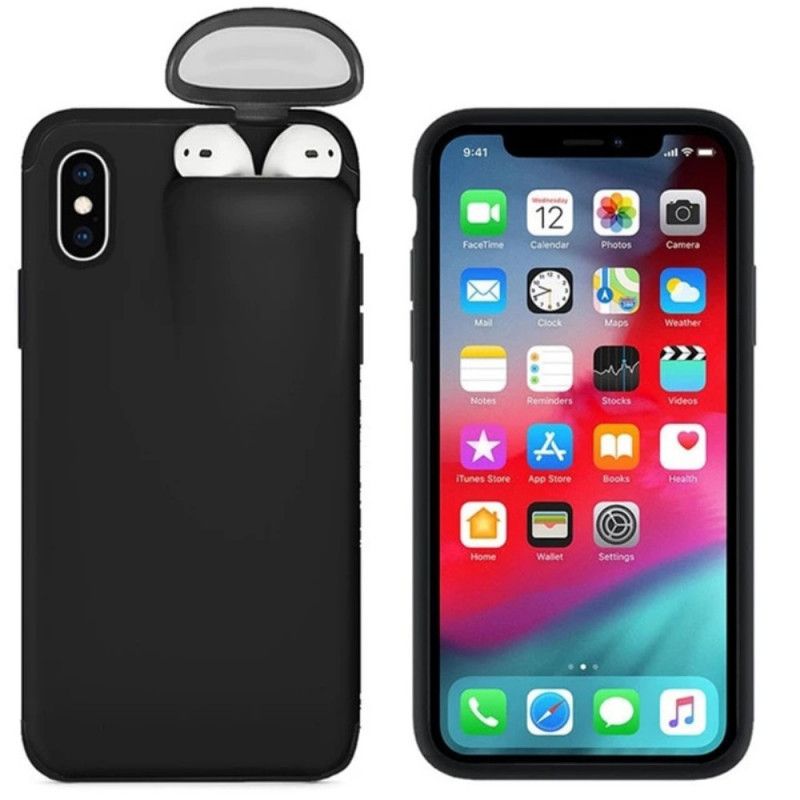 Skal iPhone XR Svart 2-I-1 Airpods-Fodral