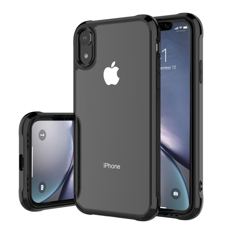 Skal iPhone XR Svart Genomskinliga Kuddar Med Leeu-Skydd