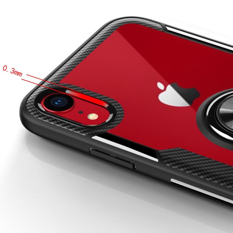 Skal iPhone XR Svart Ringstöd Härdat Glas