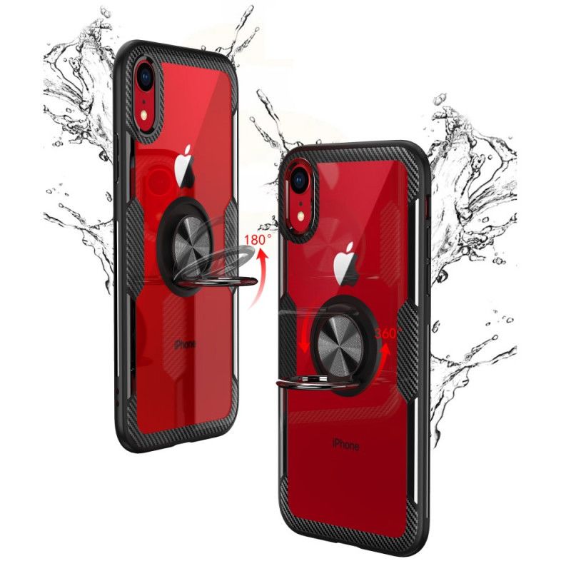 Skal iPhone XR Svart Ringstöd Härdat Glas