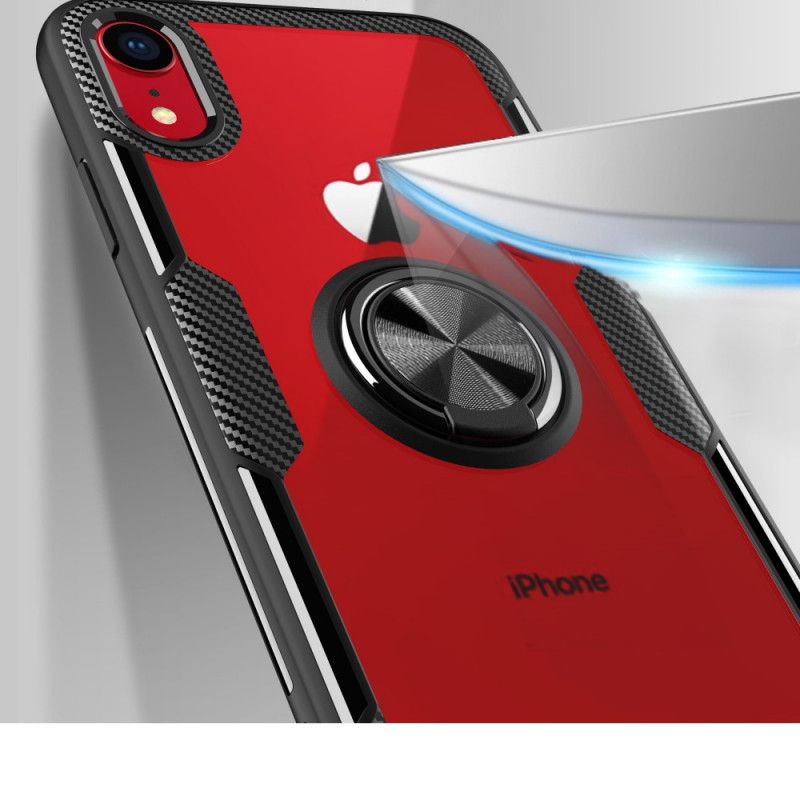 Skal iPhone XR Svart Ringstöd Härdat Glas