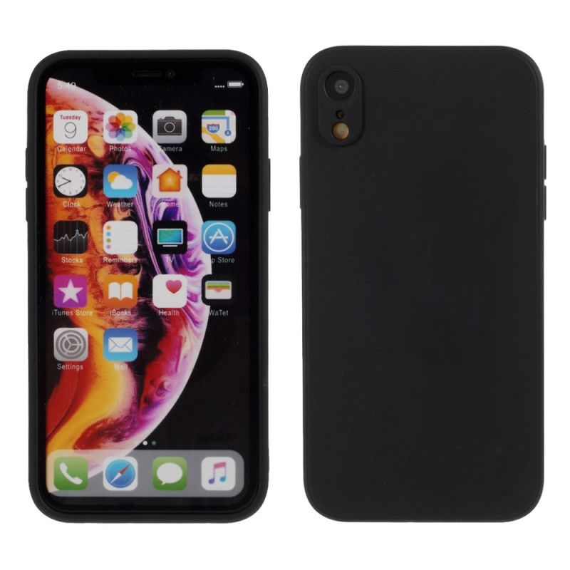 Skal iPhone XR Svart Silikon Av Ren Färgmatta