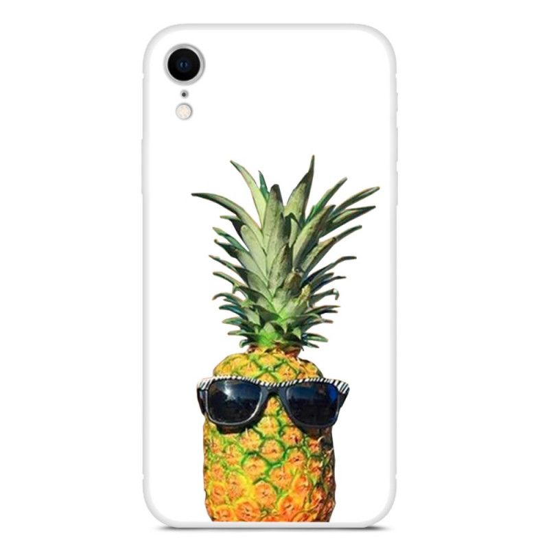 Skal iPhone XR Transparent Ananas Med Glasögon