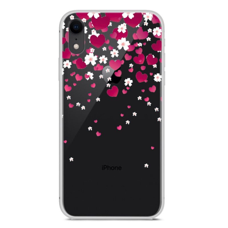 Skal iPhone XR Vit Blommor Och Hjärtan