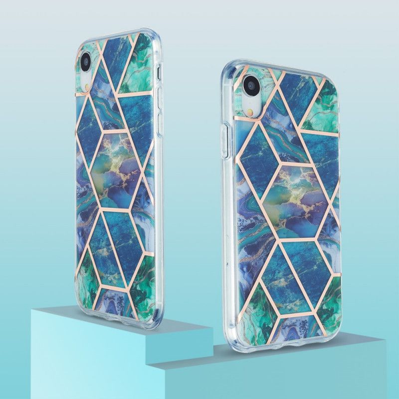 Skal iPhone XR Vit Flashig Geometrisk Marmor