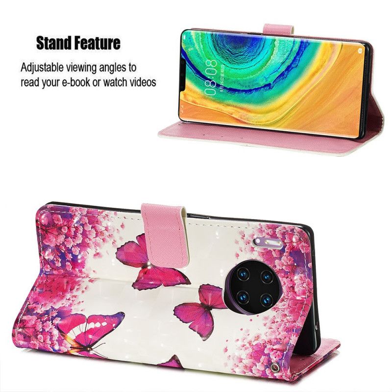 Fodral för Huawei Mate 30 Pro Röda Fjärilar