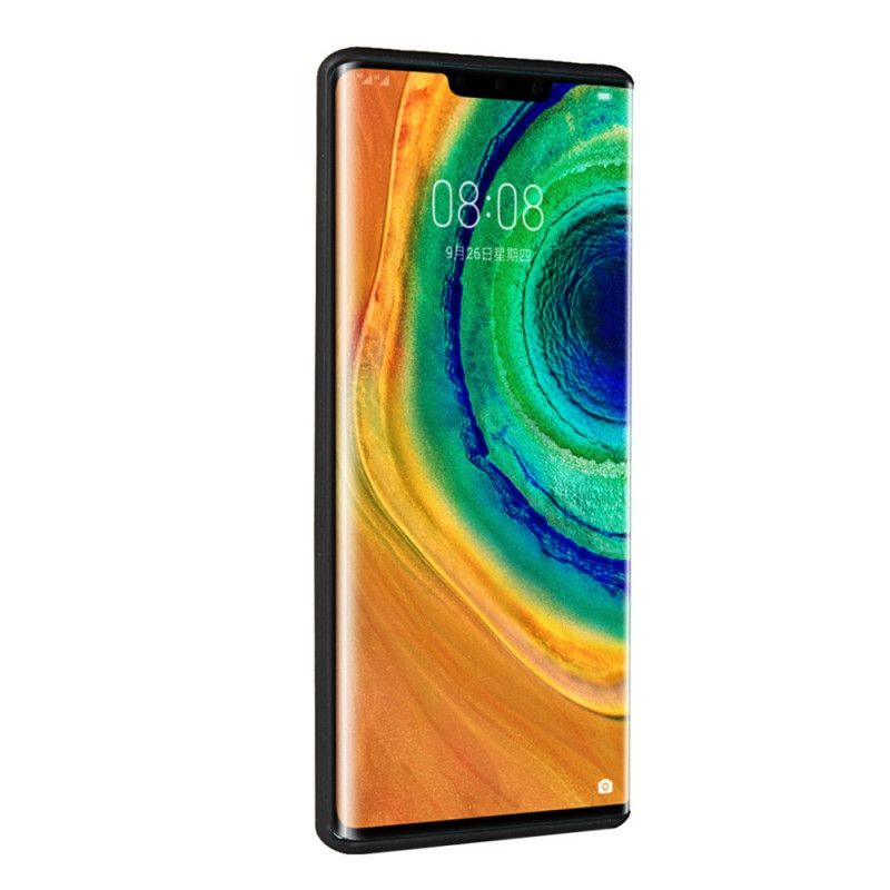 Skal för Huawei Mate 30 Pro Svart Läderstruktur Dubbel Korthållare