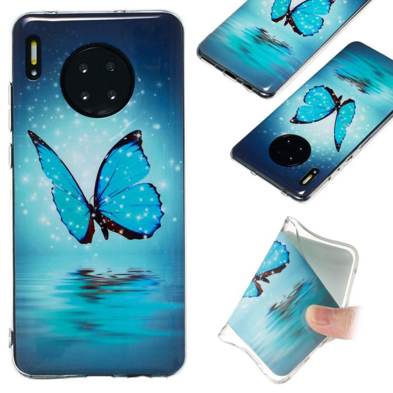 Skal Huawei Mate 30 Pro Fluorescerande Blå Fjäril