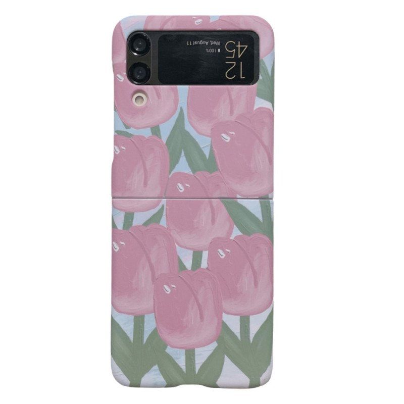 Folio-fodral Skal Samsung Galaxy Z Flip 4 Läderfodral Blommor