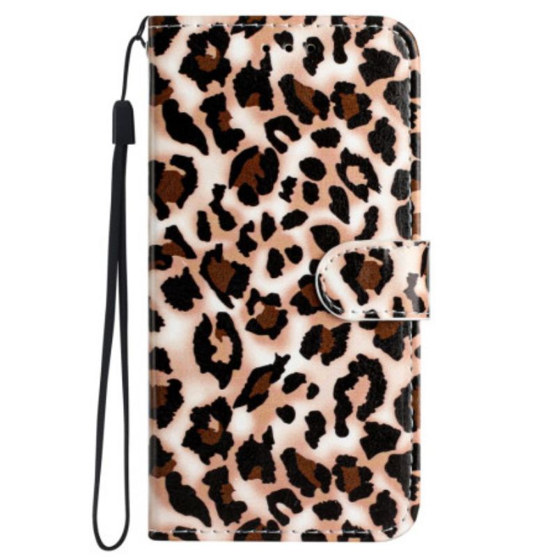 Fodral För iPhone 16 Pro Max Leopardmönster Med Rem