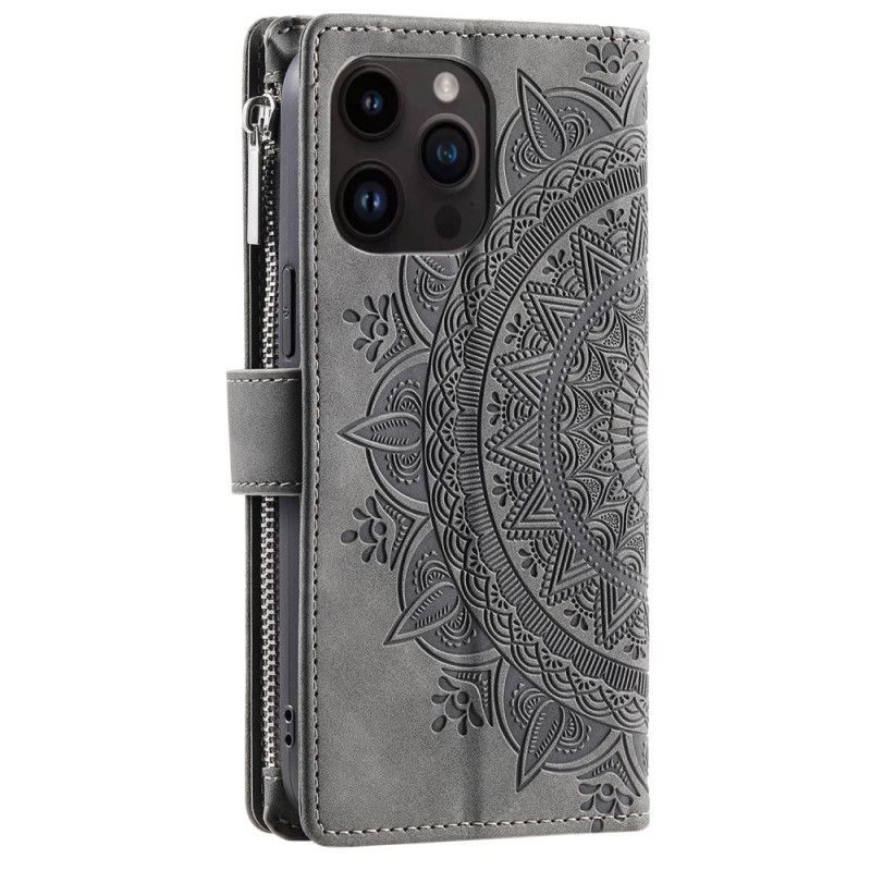 Fodral För iPhone 16 Pro Max Plånbok Med Mandala Mockaeffekt