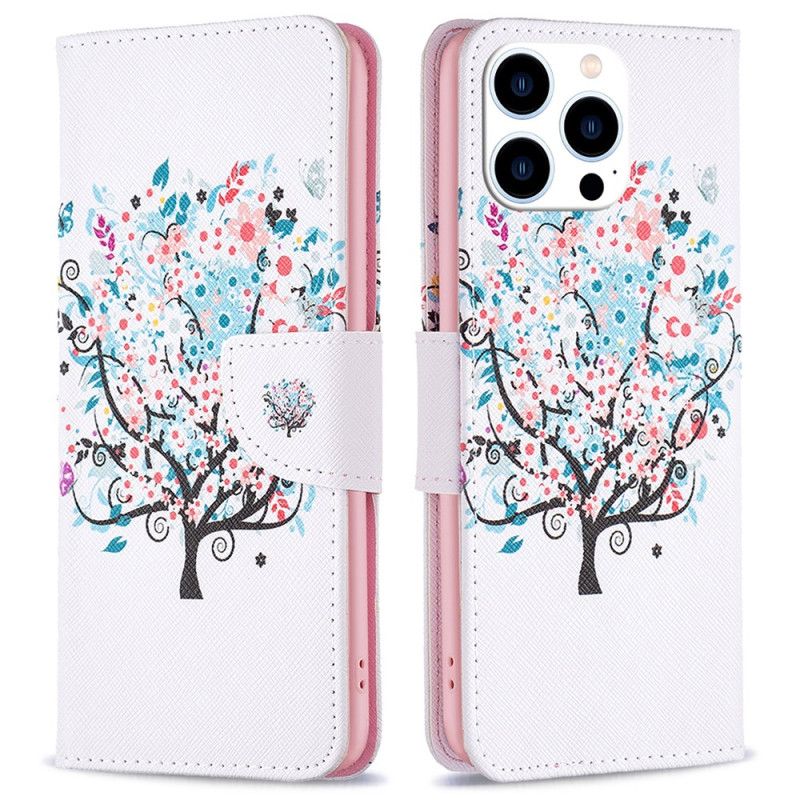 Läderfodral iPhone 16 Pro Max Telefonfodral Blommande Träd