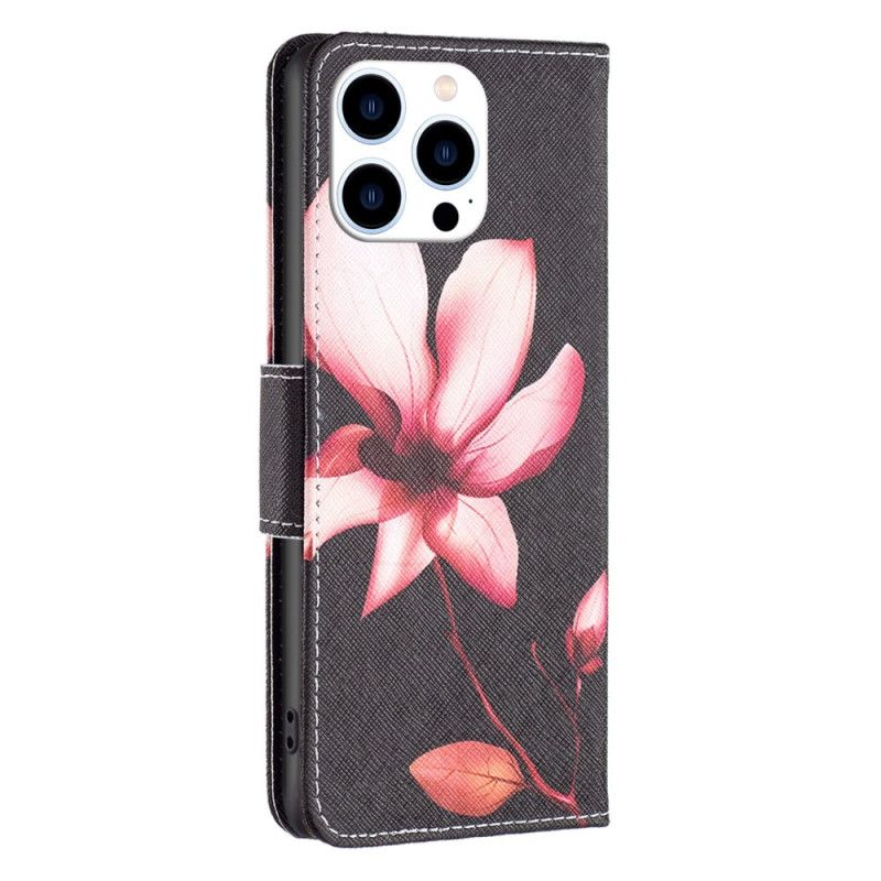 Skyddsfodral iPhone 16 Pro Max Rosa Blomma Med Svart Bakgrund