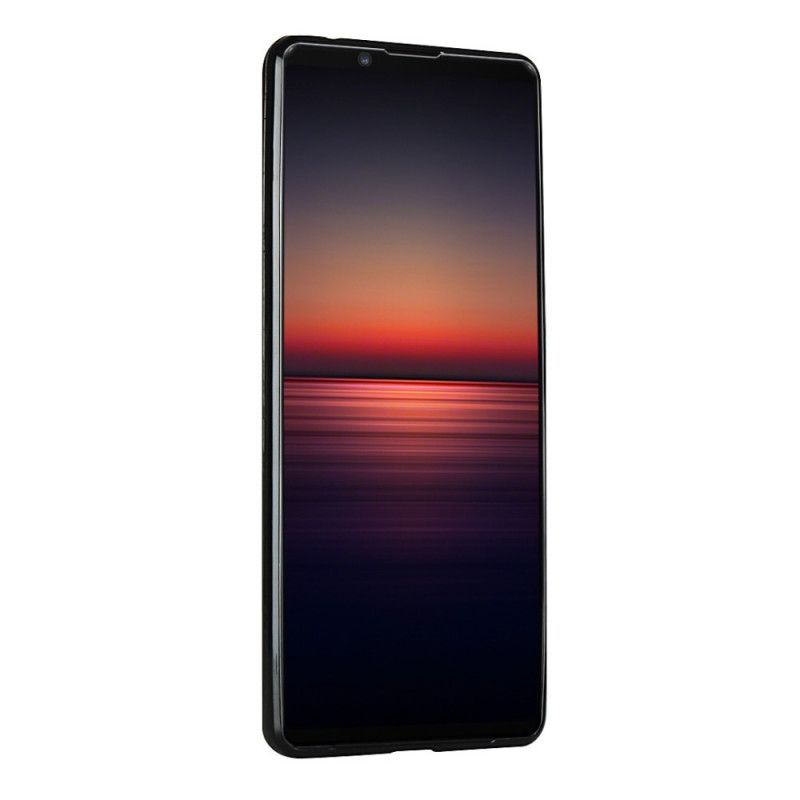 Skal för Sony Xperia 1 II Svart Rem Och Korthållare I Äkta Läder