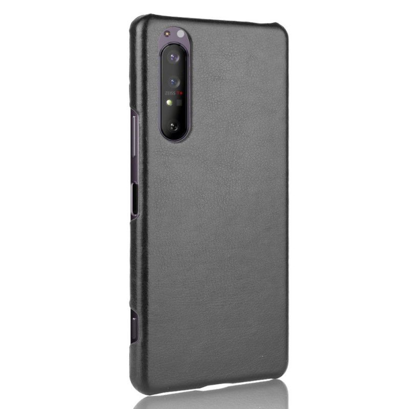 Skal Sony Xperia 1 II Svart Lychee-Lädereffekt