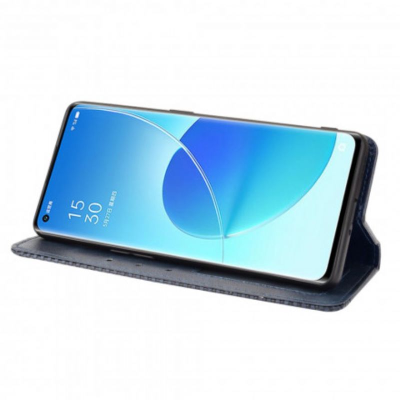 Folio-fodral Oppo Reno 6 Pro 5g Stiliserad Vintage Lädereffekt