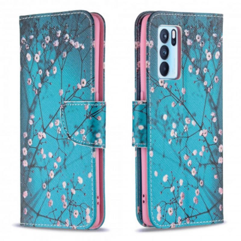 Läderfodral Oppo Reno 6 Pro 5g Telefonfodral Blommande Grenar