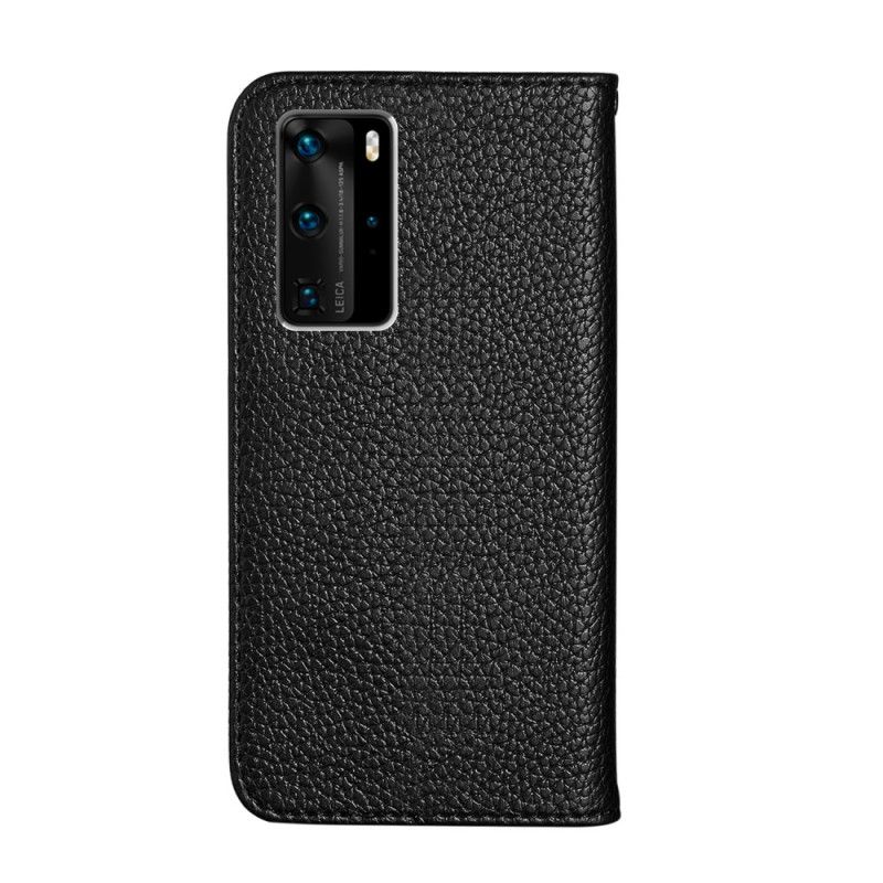 Folio-fodral Huawei P40 Pro Svart Ultra Chic Lychee Imitationsläder