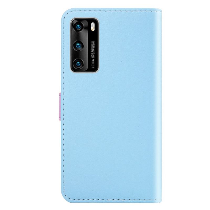 Läderfodral Huawei P40 Pro Rosa Mobilskal Tricolor Lädereffekt