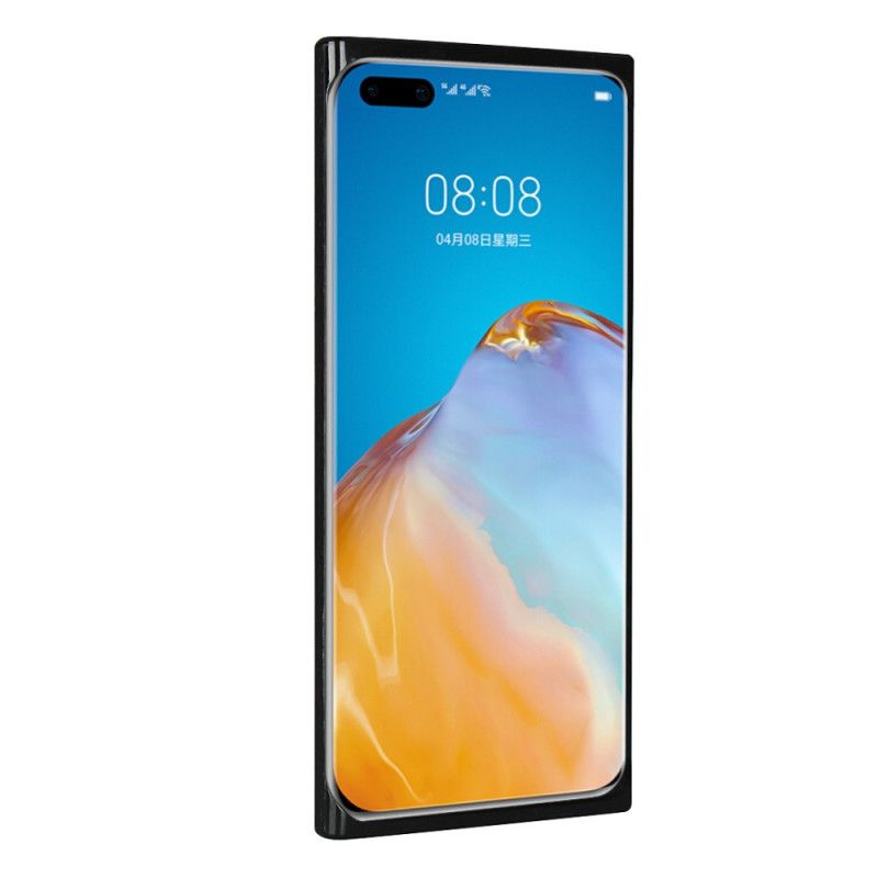 Skal för Huawei P40 Pro Svart Äkta Litchiläder Med Rem