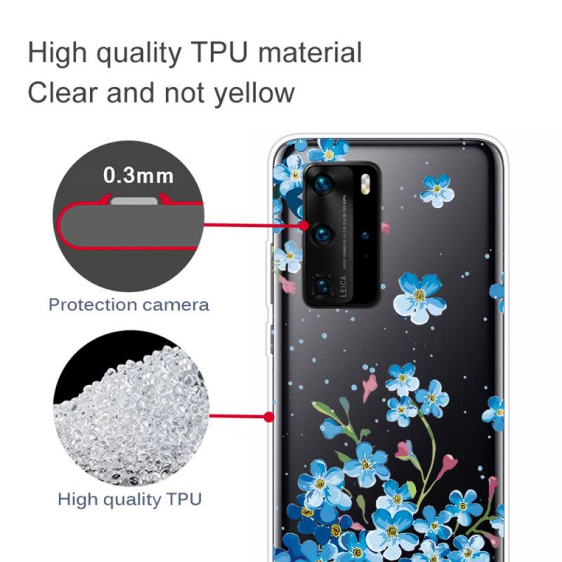 Skal Huawei P40 Pro Bukett Med Blå Blommor