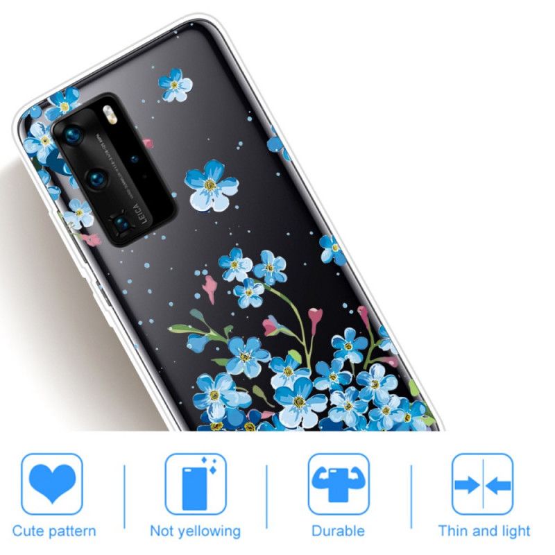 Skal Huawei P40 Pro Bukett Med Blå Blommor