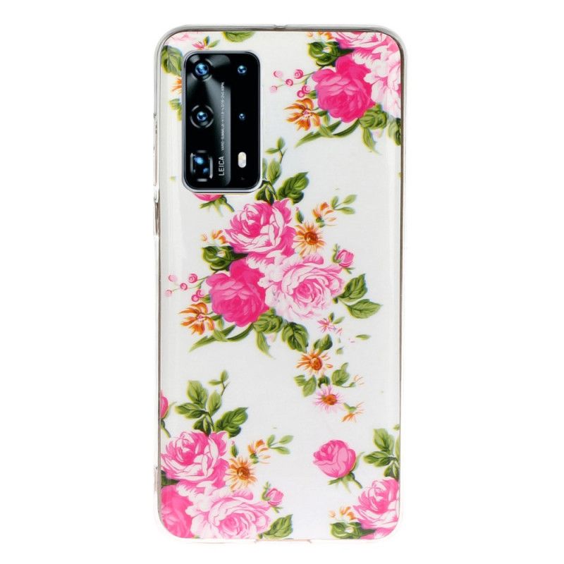 Skal Huawei P40 Pro Fluorescerande Frihetsblommor