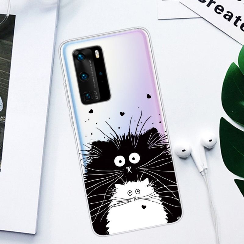 Skal Huawei P40 Pro Genomskinliga Förvånade Katter