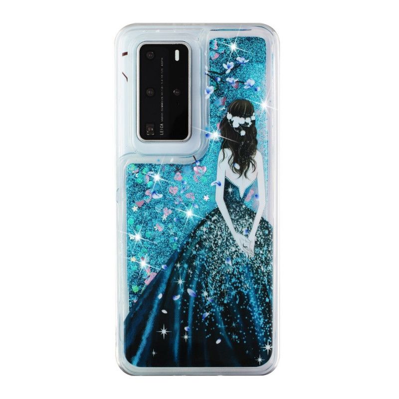 Skal Huawei P40 Pro Kvinna Med Glitter