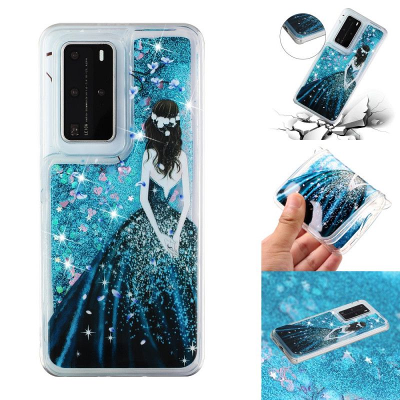 Skal Huawei P40 Pro Kvinna Med Glitter