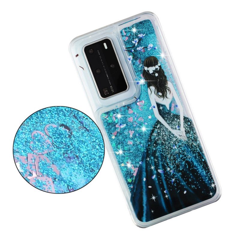 Skal Huawei P40 Pro Kvinna Med Glitter