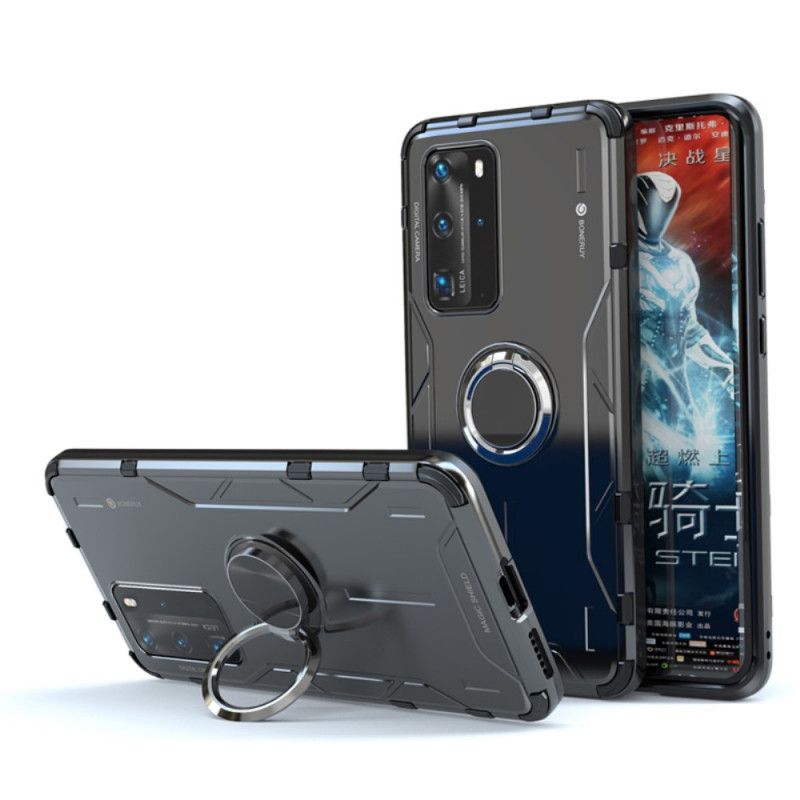 Skal Huawei P40 Pro Svart Mobilskal Metall- Och Silikonstödring