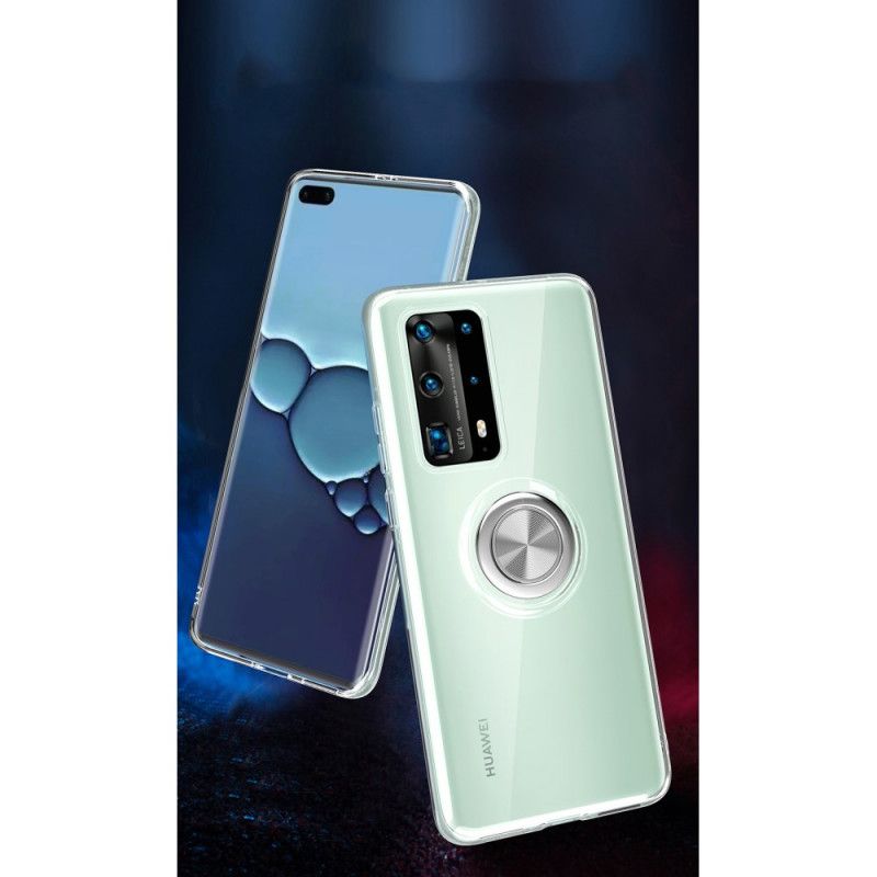 Skal Huawei P40 Pro Transparent Silikonmetall Roterande Ring