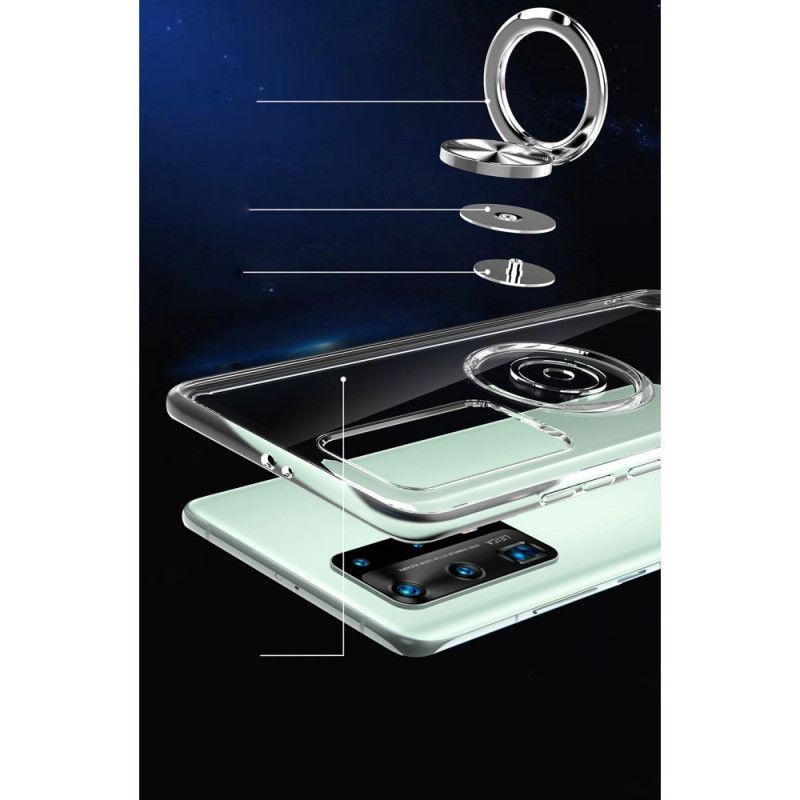 Skal Huawei P40 Pro Transparent Silikonmetall Roterande Ring