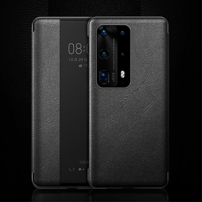 Visa Omslag Huawei P40 Pro Svart Lädereffekt