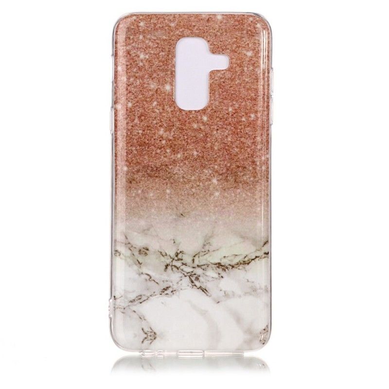 Skal Samsung Galaxy A6 Plus Svart Glitter Av Marmor