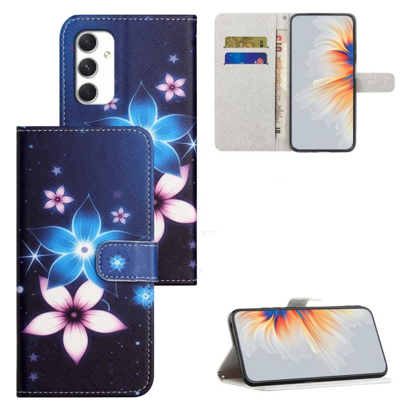 Läderfodral Samsung Galaxy A16 5g Telefonfodral Månblommor