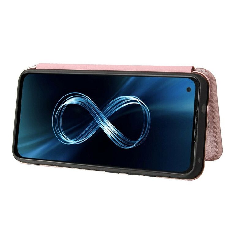 Folio-fodral Asus Zenfone 8 Kolfiber Med Stödring