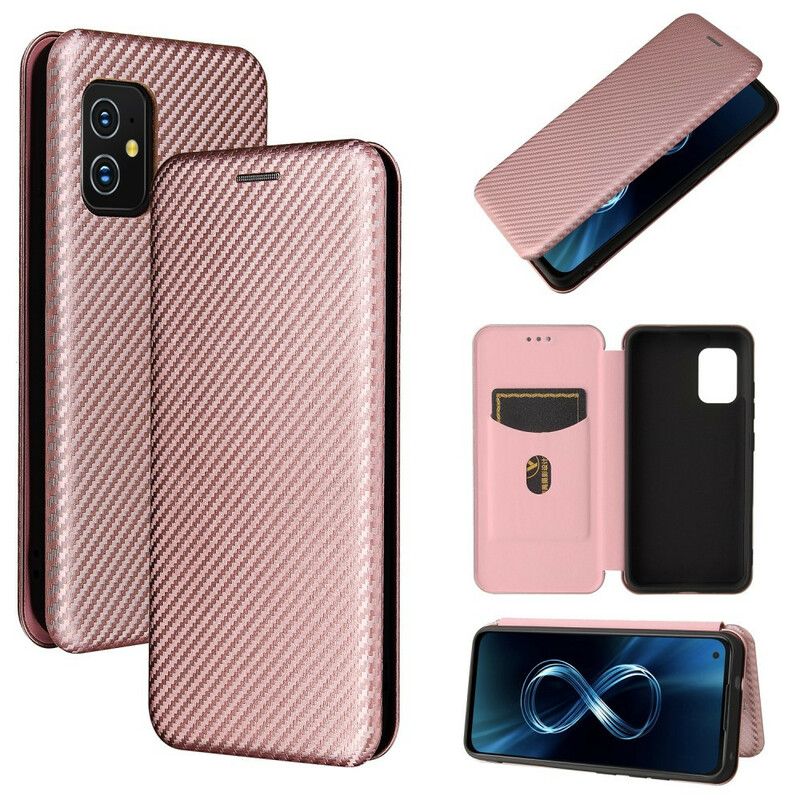 Folio-fodral Asus Zenfone 8 Kolfiber Med Stödring