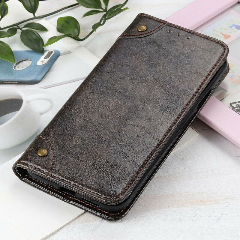 Folio-fodral För Asus Zenfone 8 Split Leather Vintage Nitar