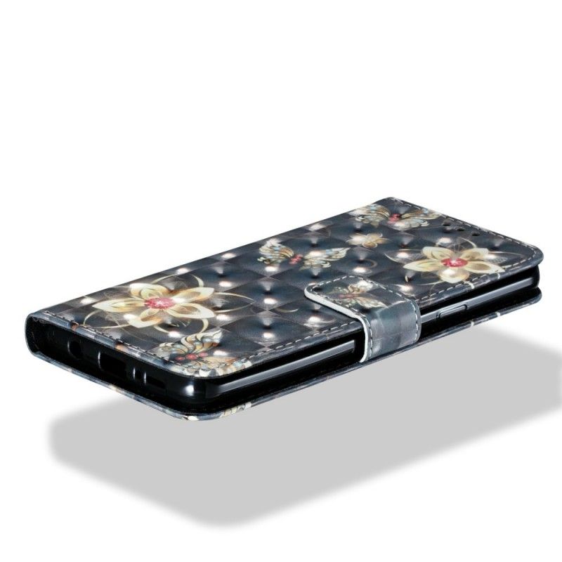 Läderskal Samsung Galaxy S9 Plus Svart Retro Färgglada Blommor