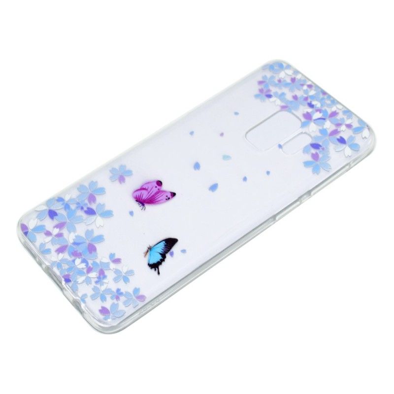Skal för Samsung Galaxy S9 Plus Genomskinliga Fjärilar Och Blommor