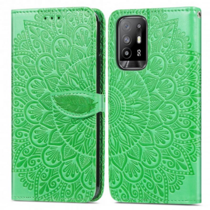 Läderfodral Oppo A94 5g Telefonfodral Tribal Leaves