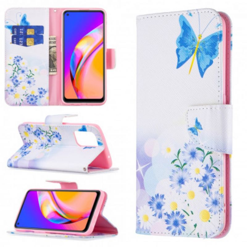 Skyddsfodral Oppo A94 5g Målade Fjärilar Och Blommor