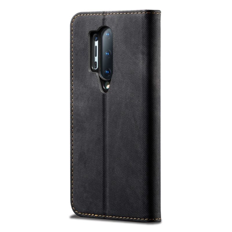 Folio-fodral OnePlus 8 Pro Svart Jeans I Imiterat Läderstruktur