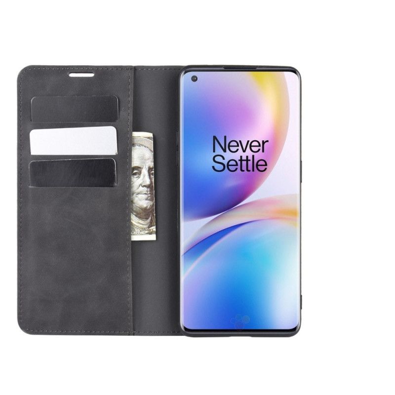 Folio-fodral OnePlus 8 Pro Svart Mobilskal Elegant Lädereffekt