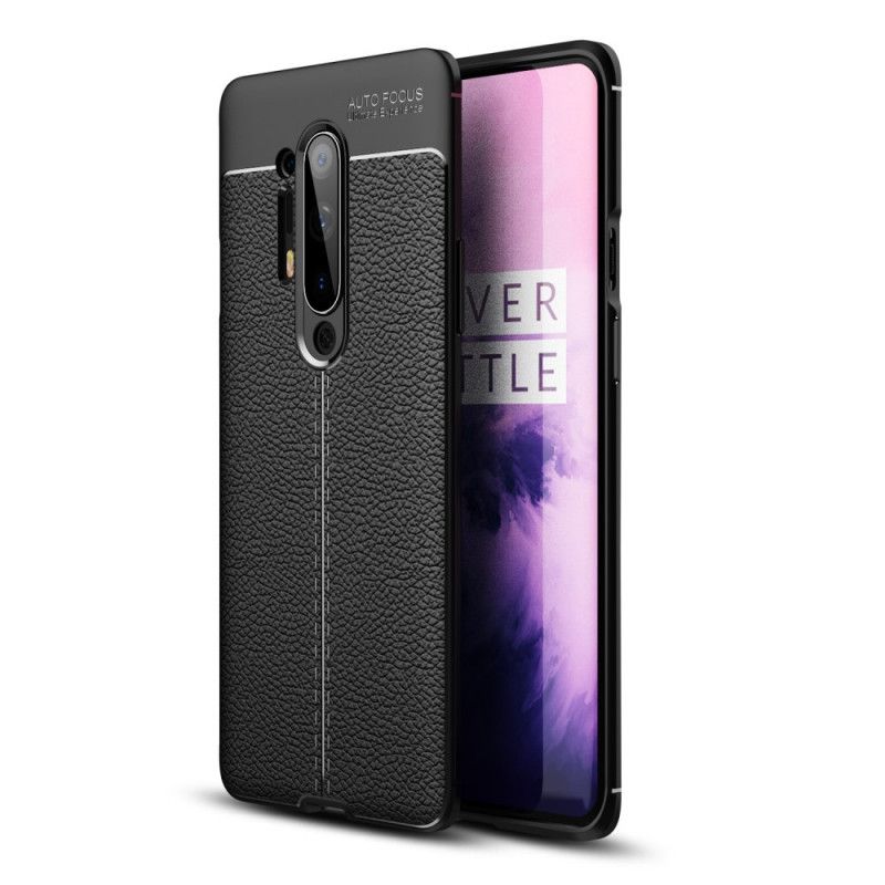 Skal för OnePlus 8 Pro Svart Dubbel Linjelychee-Effekt