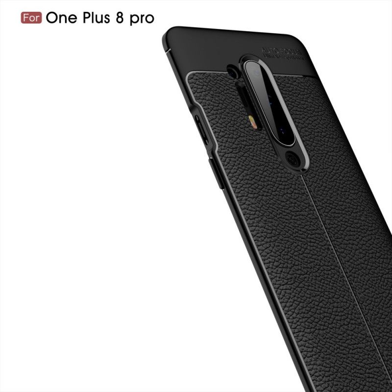 Skal för OnePlus 8 Pro Svart Dubbel Linjelychee-Effekt