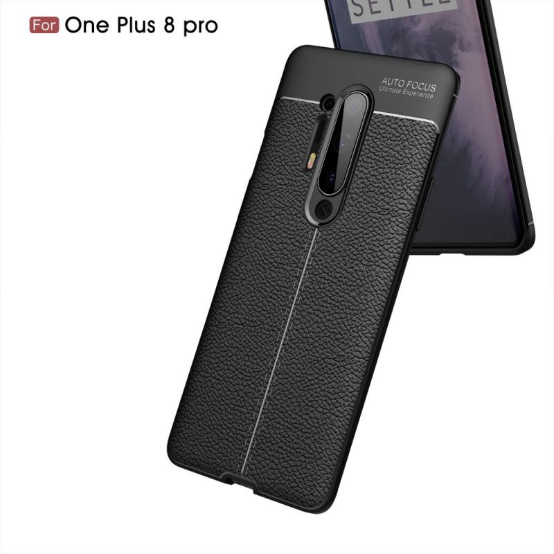 Skal för OnePlus 8 Pro Svart Dubbel Linjelychee-Effekt